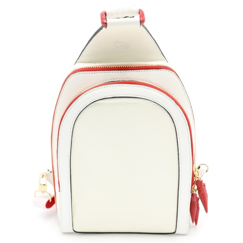 CHRISTIAN LOUBOUTIN(クリスチャンルブタン) 23年新年限定 Leather cross-body bag レザークロスボディバッグ ホワイト/レッド