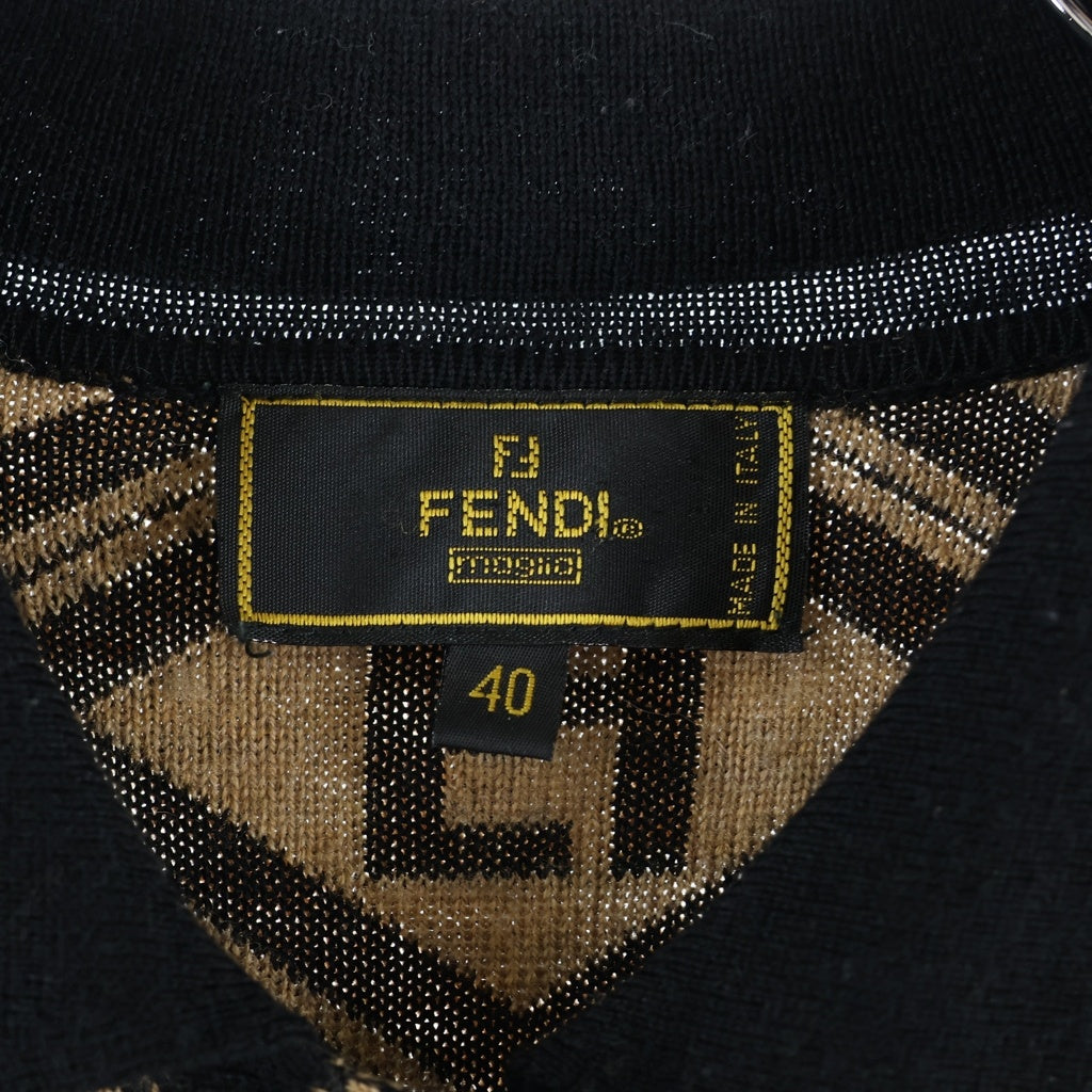 FENDI(フェンディ) Wool knit cardigan FFロゴ ウールニットカーディガン ブラック/ブラウン レディース