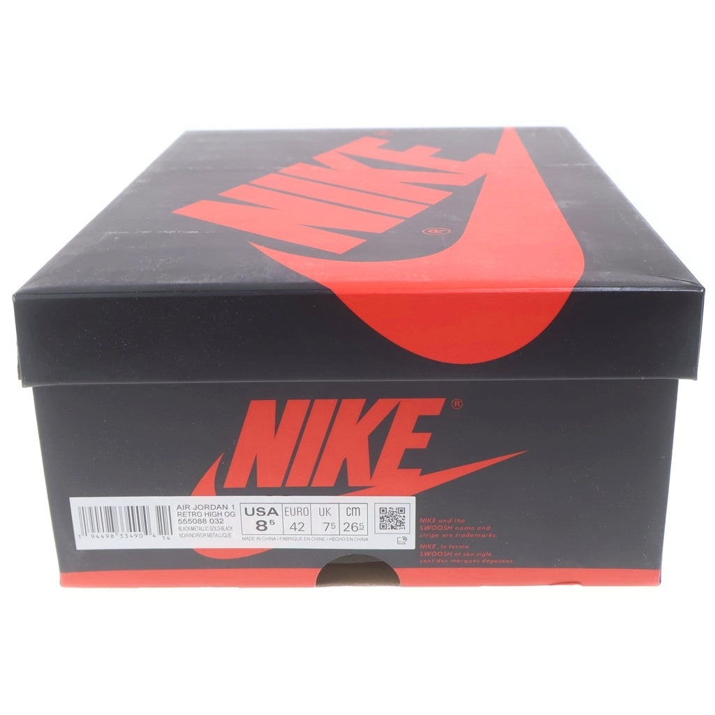 NIKE(ナイキ) AIR JORDAN1 RETRO HIGH OG BLACK-METALIC GOLD 555088-032 エアジョーダン1 ハイ メタリック ゴールド ハイカットスニーカー ブラック/ゴールド US8.5/26.5cm