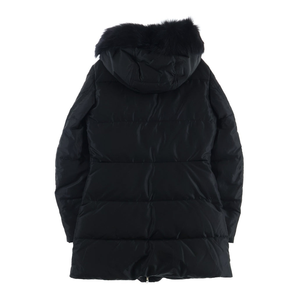 PRADA(プラダ) トライアングルロゴ 三角プレート シープファー ナイロン ロング ダウン コート ブラック レディース 29E117 R212