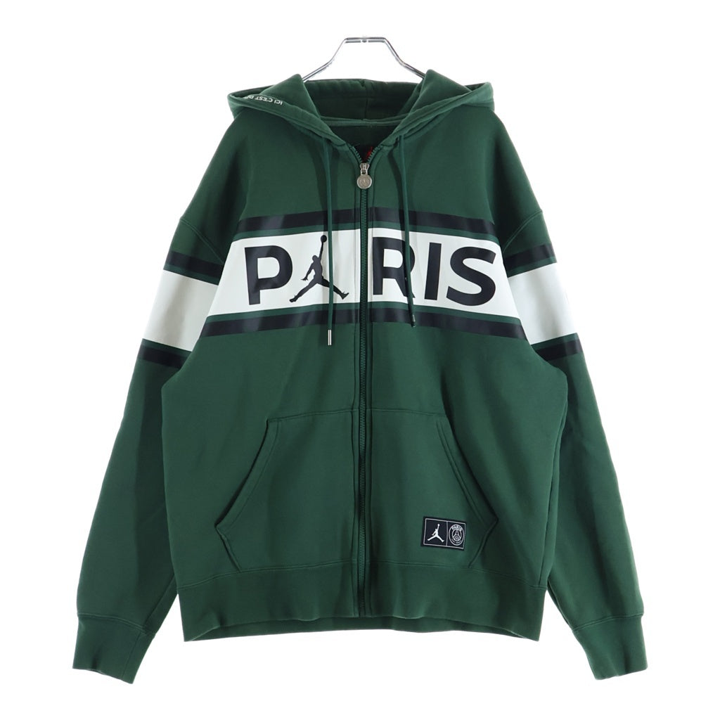 NIKE(ナイキ) ×Paris Saint Germain ×パリサンジェルマン ジョーダンブランド フロントロゴデザイン フルジップ フーデッド スウェット パーカー グリーン DB6481-333