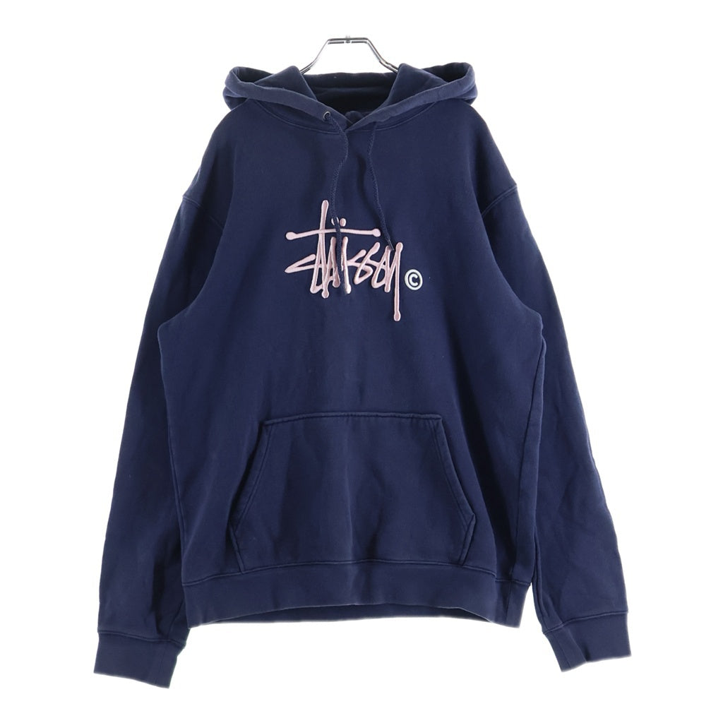STUSSY(ステューシー) Front Logo Embroidered Hoodie フロントロゴ刺繍 フーディ パーカー ネイビー