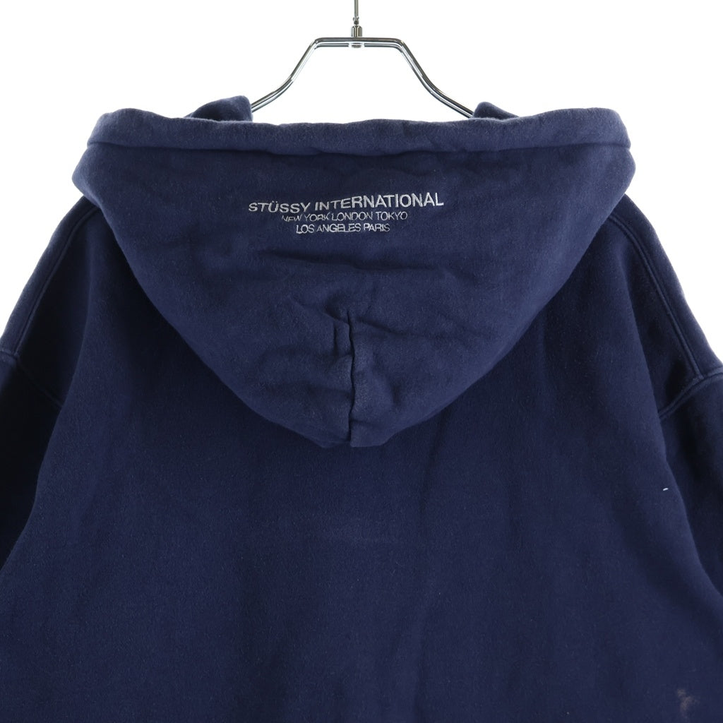STUSSY(ステューシー) Front Logo Embroidered Hoodie フロントロゴ刺繍 フーディ パーカー ネイビー