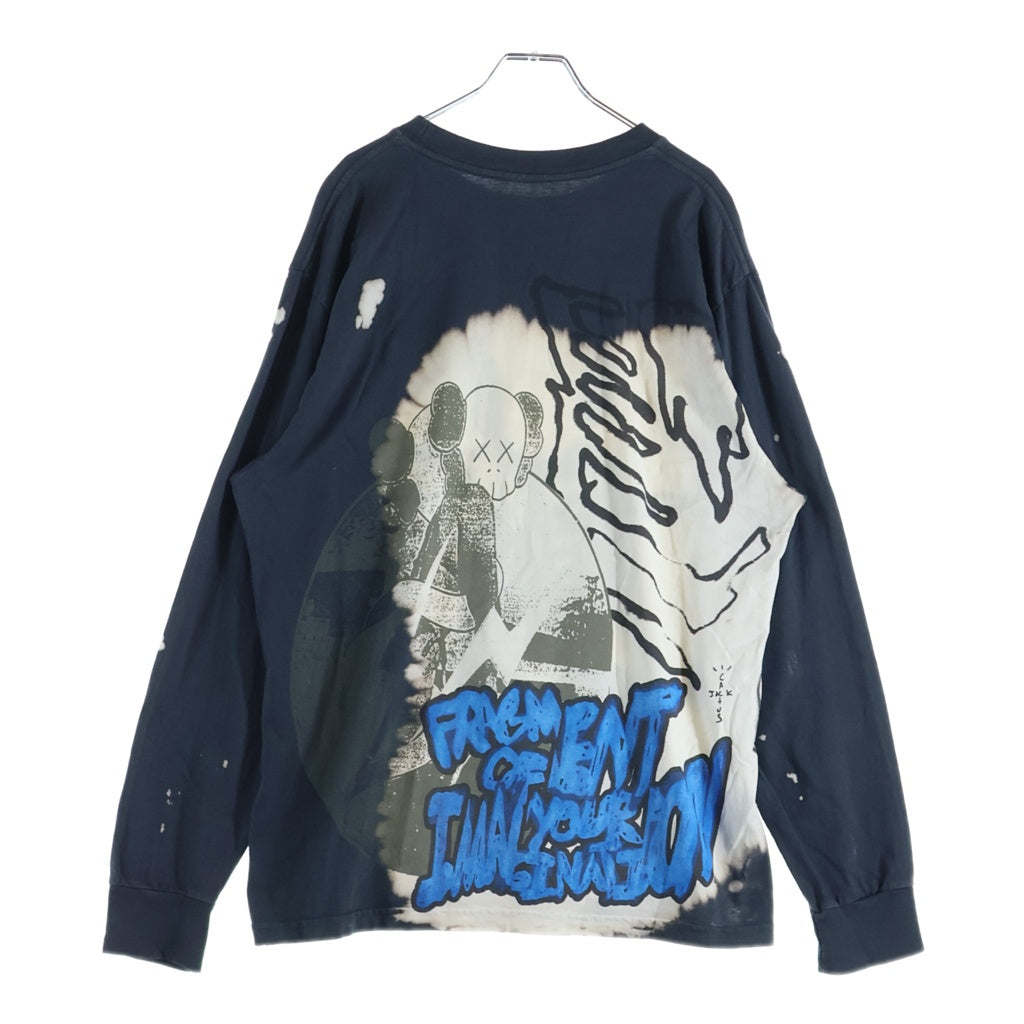 TRAVIS SCOTT(トラヴィススコット) ×CACTUS JACK+KAWS FOR FRAGMENT L/S T-SHIRT ×カクタス ジャック + カウズ フラグメント グラフィックプリント長袖Tシャツ ブラック