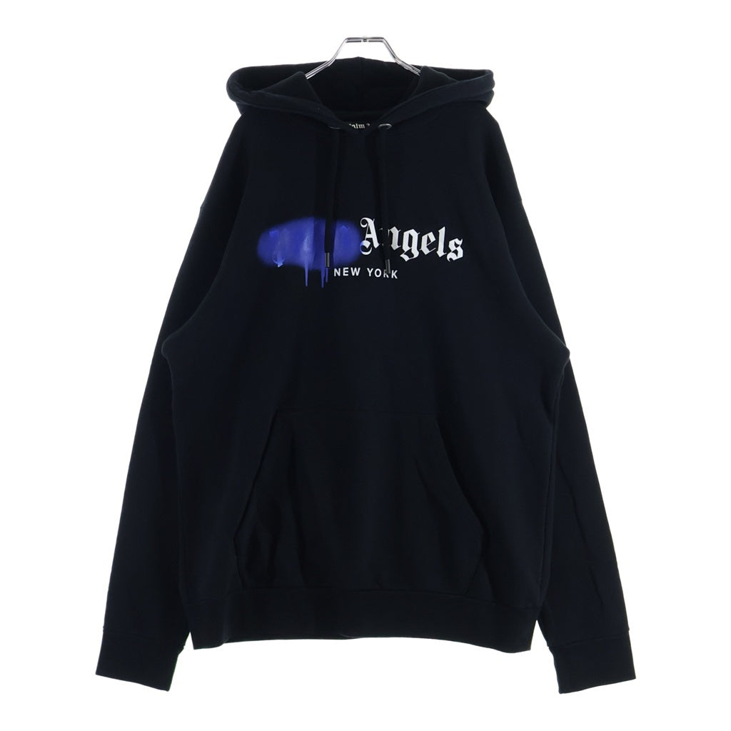 Palm Angels(パームエンジェルス) 21AW St.Moritz Heart Sprayed Hoody サンモリッツ ハート スプレード フーディー プルオーバーパーカー ブラック PMBB003S221FLE017