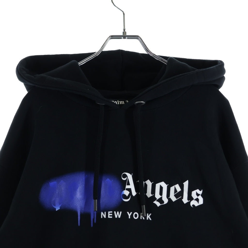 Palm Angels(パームエンジェルス) 21AW St.Moritz Heart Sprayed Hoody サンモリッツ ハート スプレード フーディー プルオーバーパーカー ブラック PMBB003S221FLE017