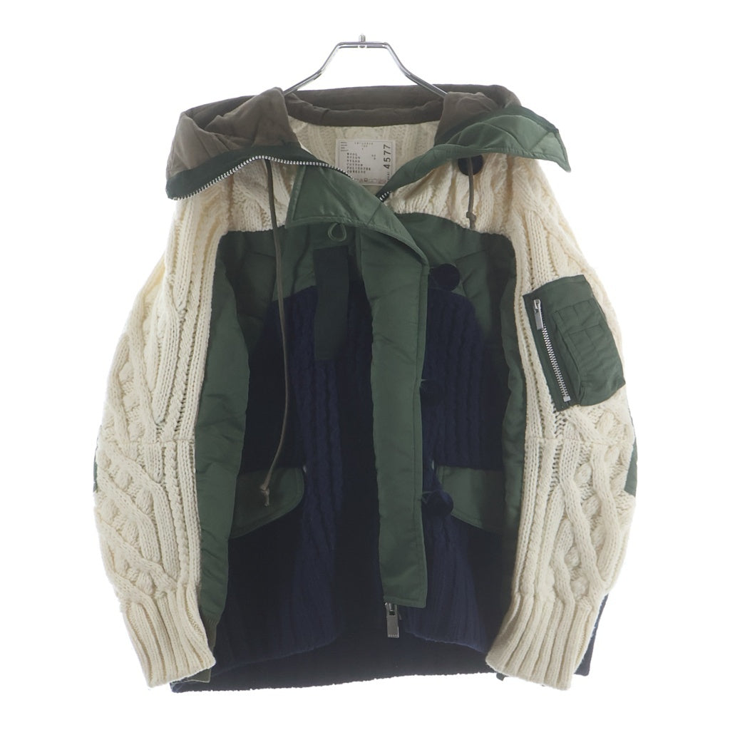 Sacai(サカイ) 19AW CABLE KNIT×MA-1 ドッキングニットブルゾン ジャケット ネイビー/カーキ/ホワイト 19-04577