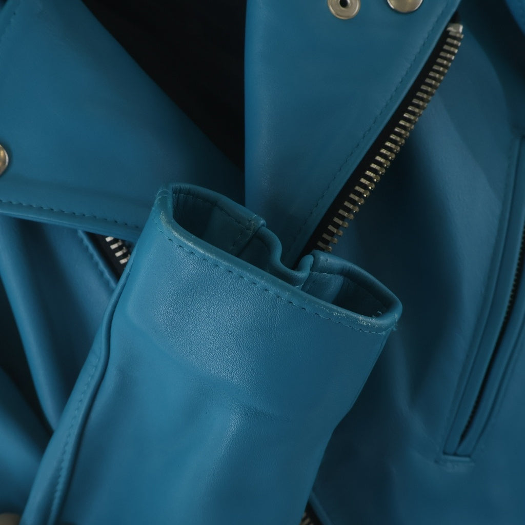 Lewis Leathers(ルイスレザー) CYCLONE TIGHT FIT サイクロン タイトフィット ジップアップ ダブルライダース レザー ジャケット ターコイズブルー