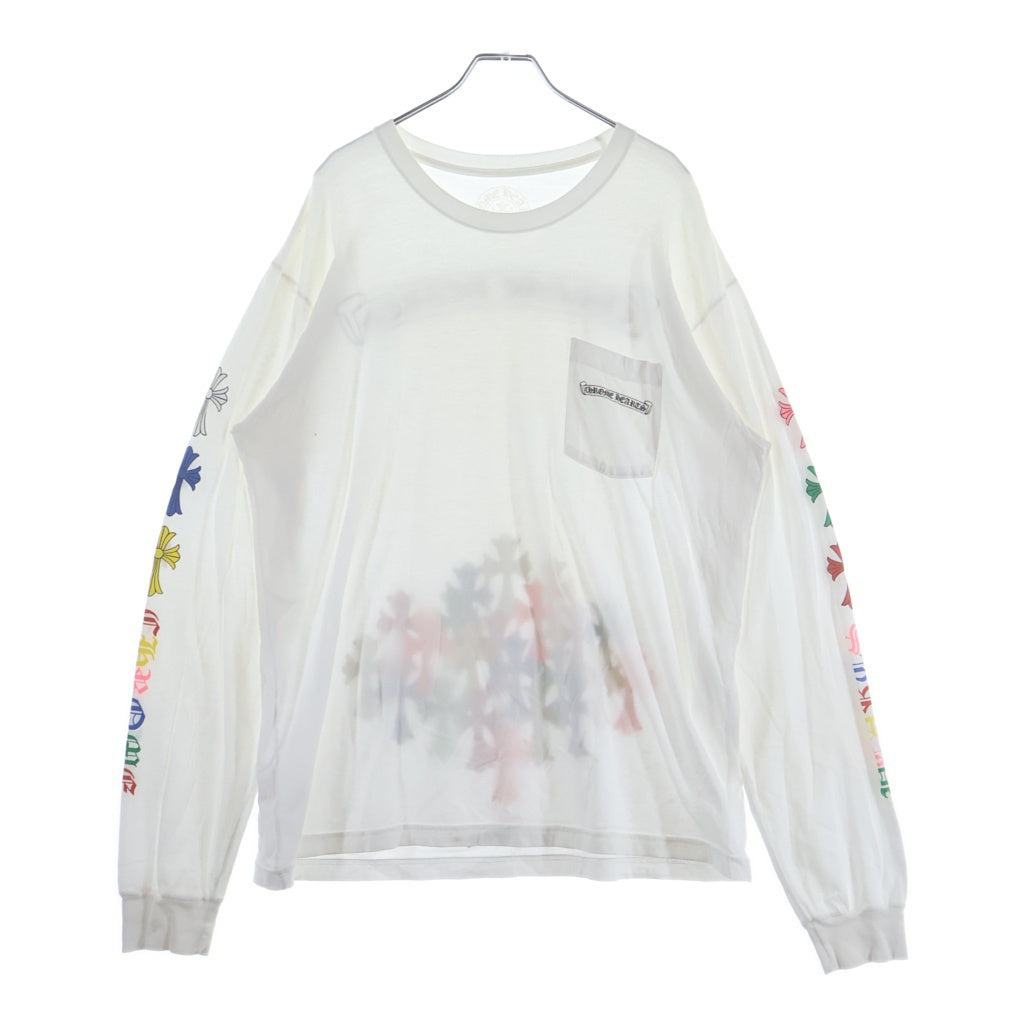 CHROME HEARTS(クロムハーツ) MLTCOL CEM CRS L/S TEE マルチカラー セメタリークロス クルーネック長袖Tシャツカットソー ロンT ホワイト