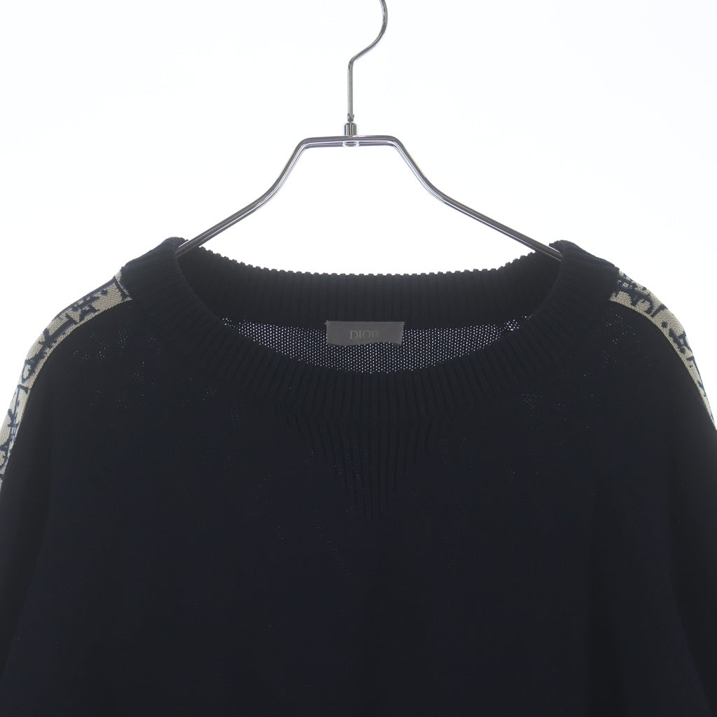 DIOR(ディオール) 21AW OBLIQUE SIDE LINE CREWNECK SWEATS オブリークライン クルーネック コットン ニット セーター ブラック 113M638AT187