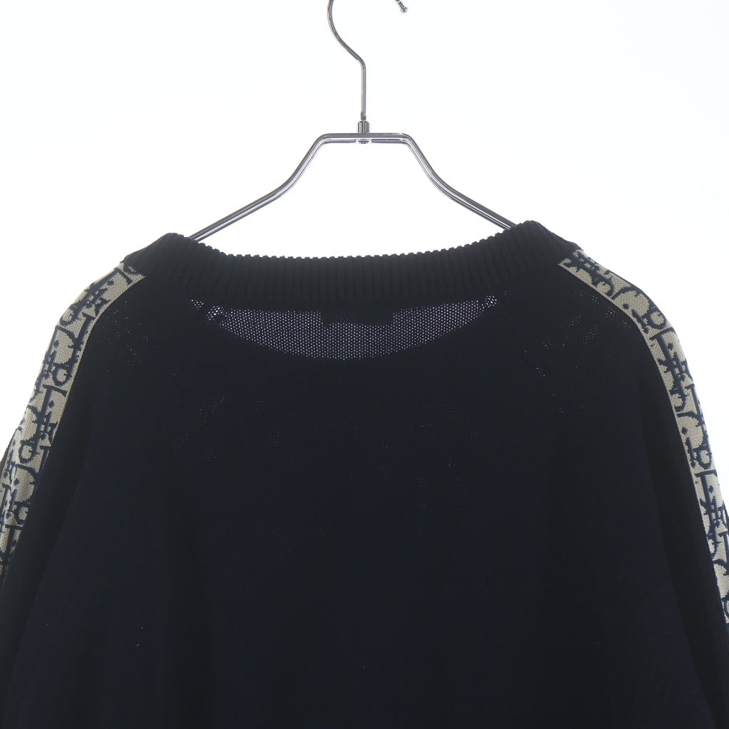 DIOR(ディオール) 21AW OBLIQUE SIDE LINE CREWNECK SWEATS オブリークライン クルーネック コットン ニット セーター ブラック 113M638AT187