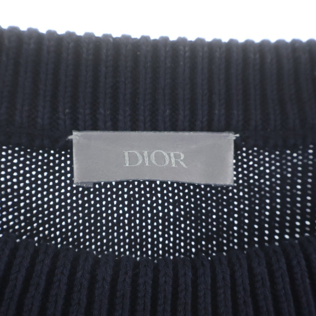DIOR(ディオール) 21AW OBLIQUE SIDE LINE CREWNECK SWEATS オブリークライン クルーネック コットン ニット セーター ブラック 113M638AT187