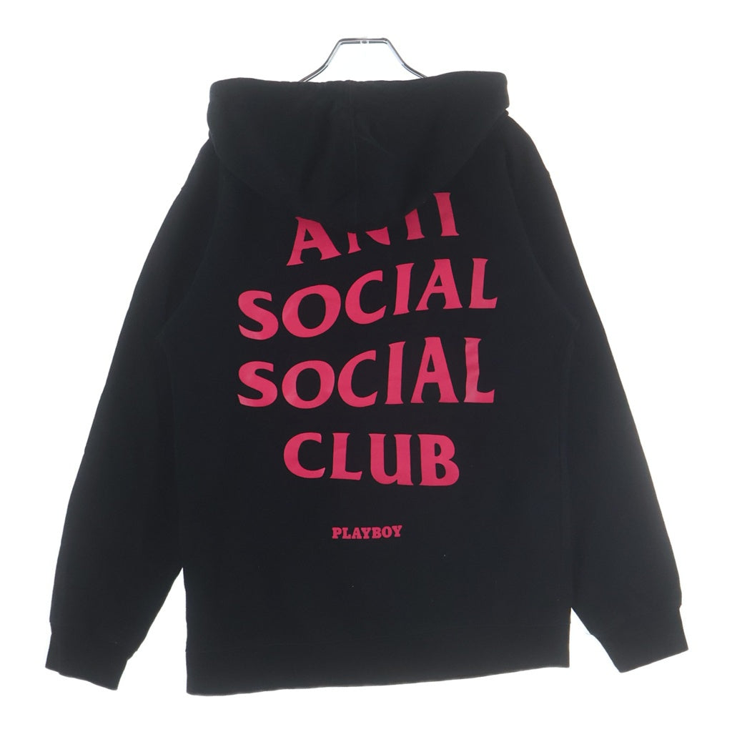 ANTI SOCIAL SOCIAL CLUB(アンチソーシャルソーシャルクラブ) ×PLAYBOY LOGO PRINT PULLOVER HOODIE ×プレイボーイ ロゴプリント プルオーバーパーカー フーディ ブラック