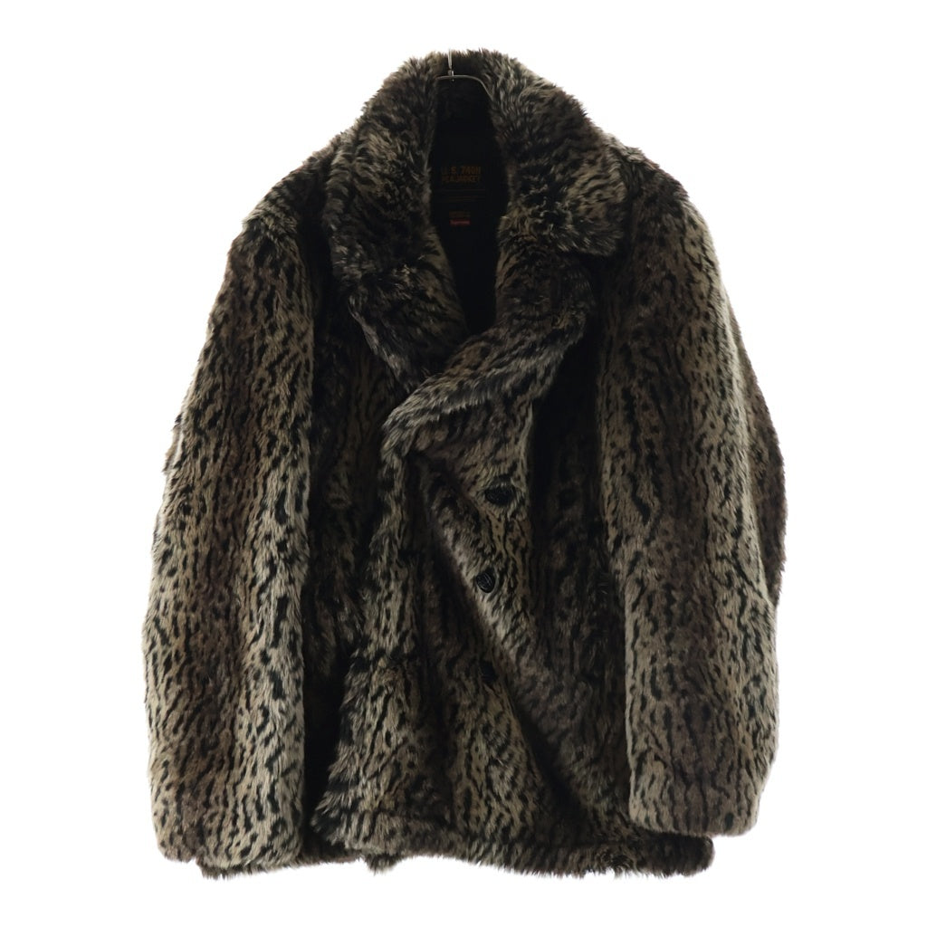 SUPREME(シュプリーム) 17AW×Schott Fur Peacoat Leopard ショット フェイクファー レオパード ピーコート ブラウン