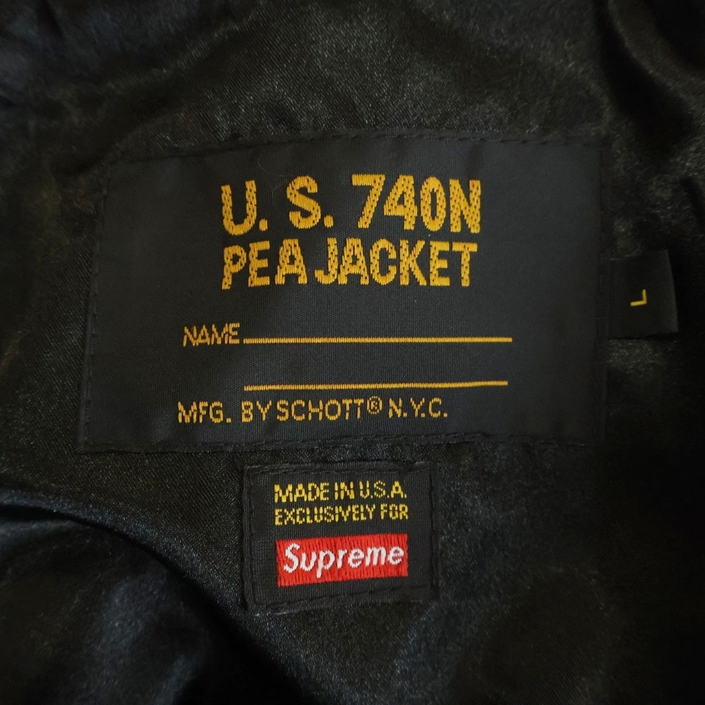 SUPREME(シュプリーム) 17AW×Schott Fur Peacoat Leopard ショット フェイクファー レオパード ピーコート ブラウン