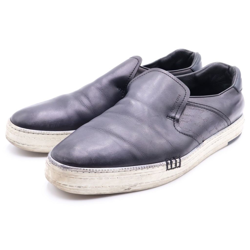 Berluti(ベルルッティ) カリグラフィー レザー スリッポン ローカットスニーカー ブラック