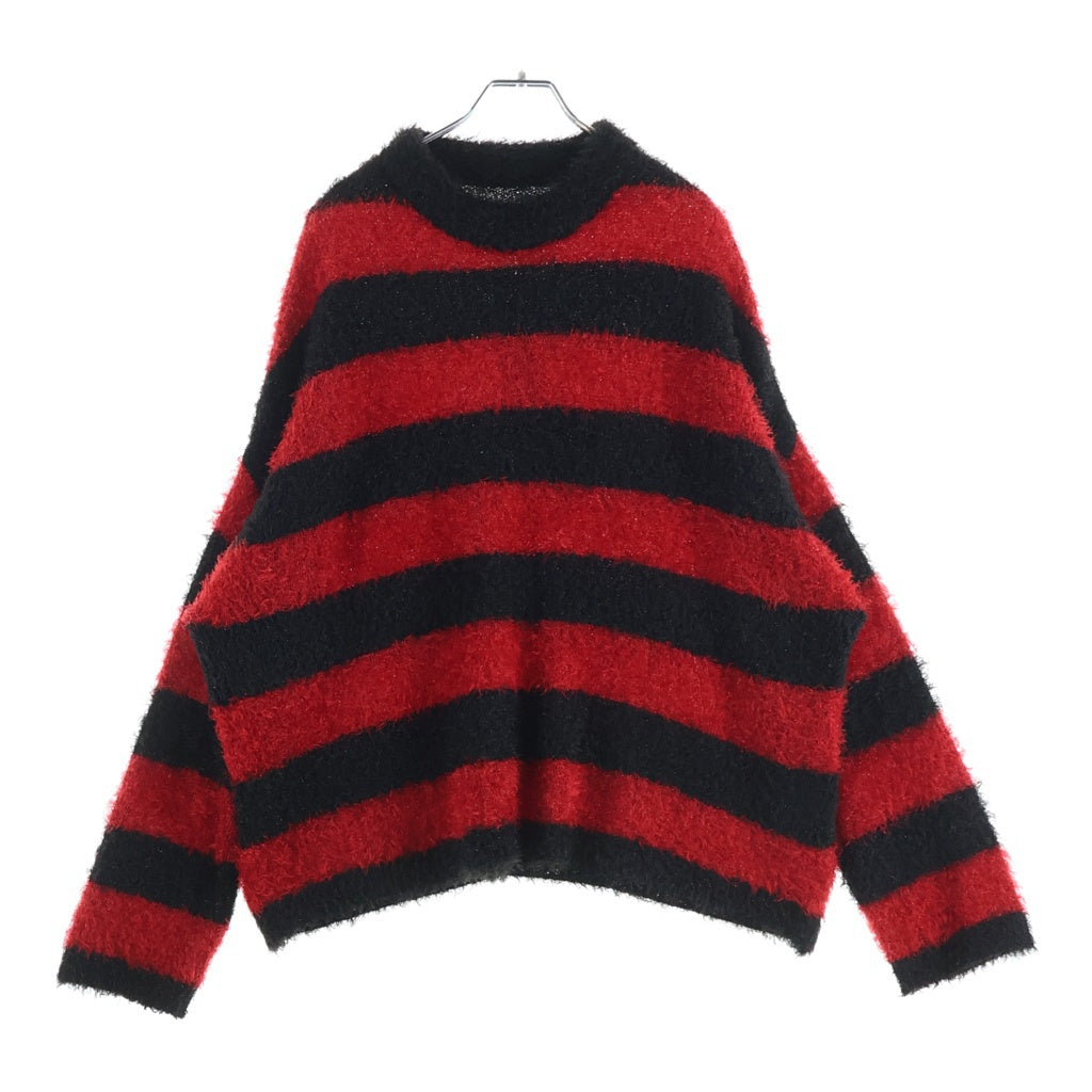SAINT MICHAEL(セントマイケル) 25AW GLITTER BORDER CREW NECK KNIT グリッターボーダー クルーネックニット セーター ブラック/レッド SM-HR1-0000-069