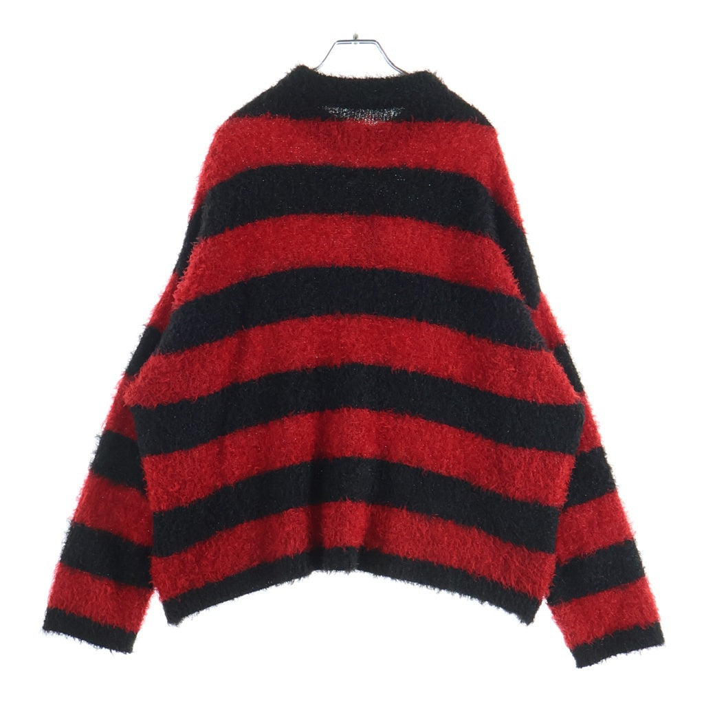 SAINT MICHAEL(セントマイケル) 25AW GLITTER BORDER CREW NECK KNIT グリッターボーダー クルーネックニット セーター ブラック/レッド SM-HR1-0000-069