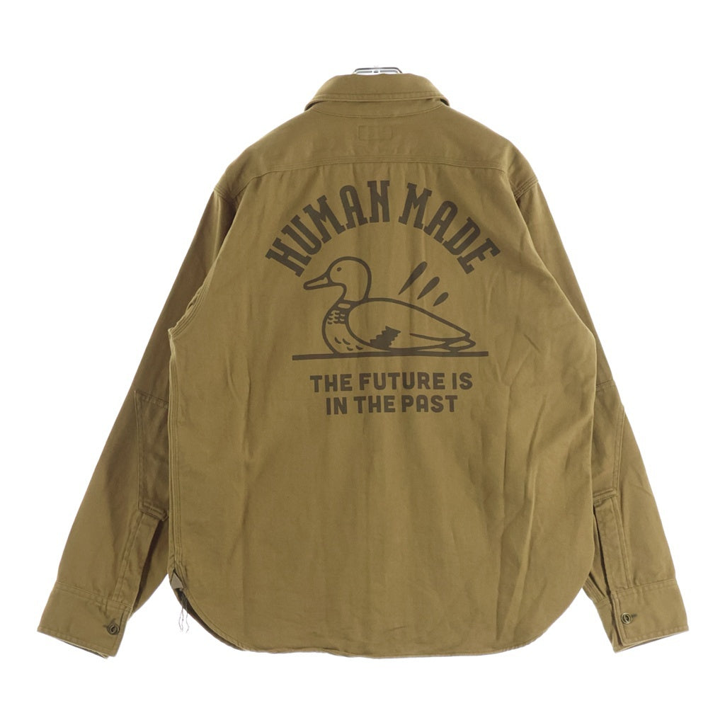 HUMAN MADE(ヒューマンメイド) WORK SHIRT ロゴ刺繍 長袖 シャツ ブラウン