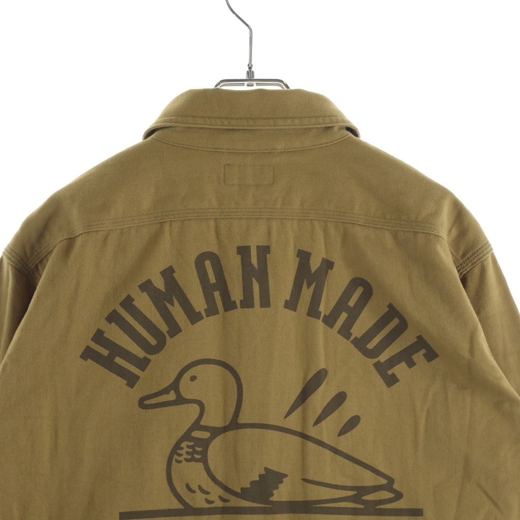 HUMAN MADE(ヒューマンメイド) WORK SHIRT ロゴ刺繍 長袖 シャツ ブラウン