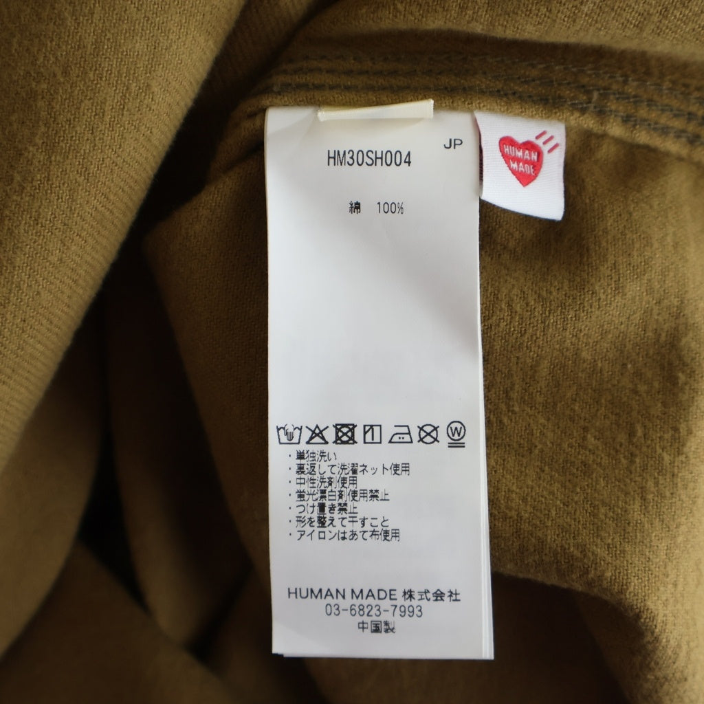 HUMAN MADE(ヒューマンメイド) WORK SHIRT ロゴ刺繍 長袖 シャツ ブラウン
