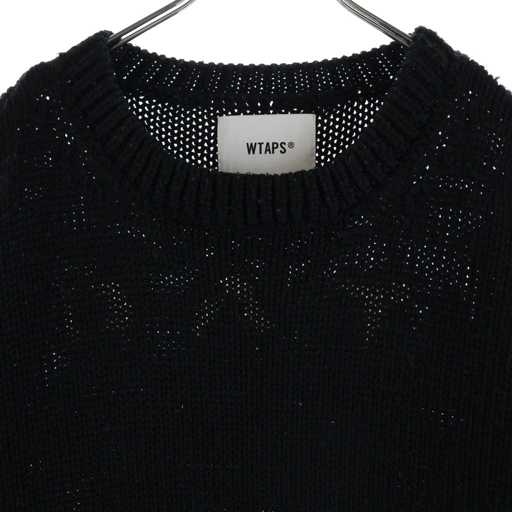 WTAPS(ダブルタップス) 23AW バックロゴ クルーネック ニット セーター ブラック 232MADT-KNM04