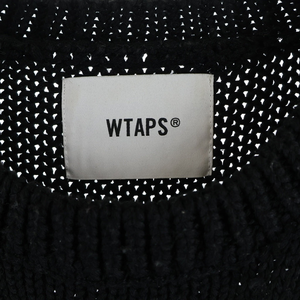 WTAPS(ダブルタップス) 23AW バックロゴ クルーネック ニット セーター ブラック 232MADT-KNM04