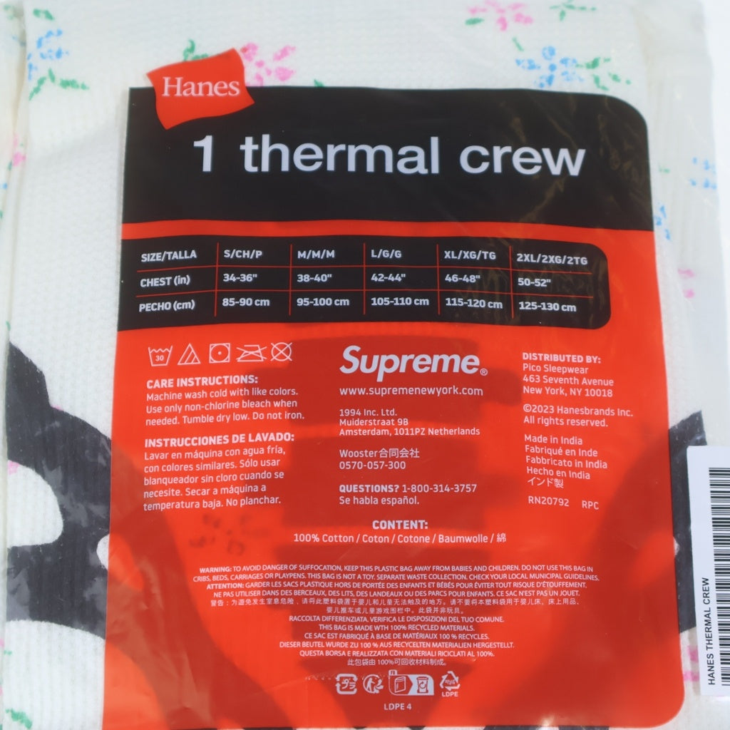 SUPREME(シュプリーム) 25AW Hanes Bones Thermal Crew Floral (1Pack) ヘインズ ボーン 花柄 サーマル長袖Tシャツ ロンT ホワイト