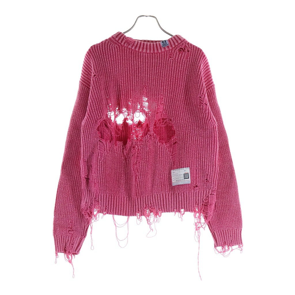 MAISON MIHARAYASUHIRO(メゾンミハラヤスヒロ) 23SS DISTRESSED PULLOVER ニット ピンク B10SW551