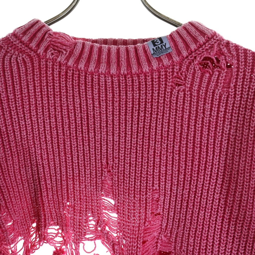 MAISON MIHARAYASUHIRO(メゾンミハラヤスヒロ) 23SS DISTRESSED PULLOVER ニット ピンク B10SW551