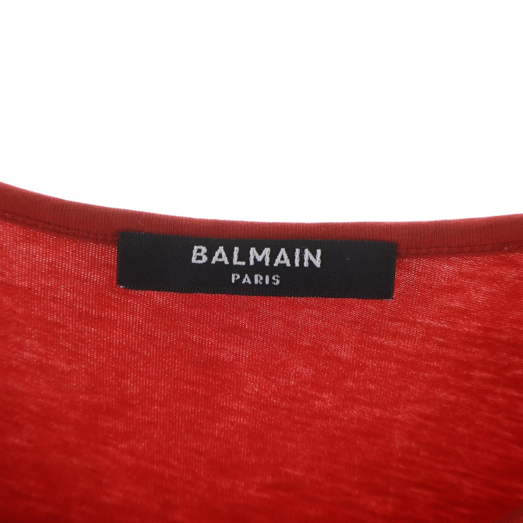 BALMAIN(バルマン) ロゴ プリント ノースリーブ カットソー レッド EB015BB02