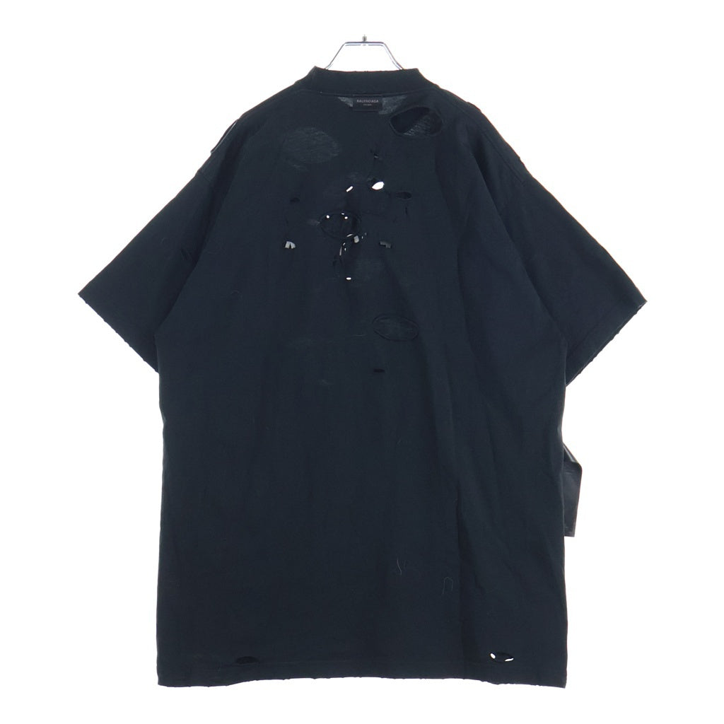 BALENCIAGA(バレンシアガ) Destroy Inside Out T-Shirt デストロイ インサイドアウト オーバーサイズ半袖Tシャツ ブラック 720198 TQVP3