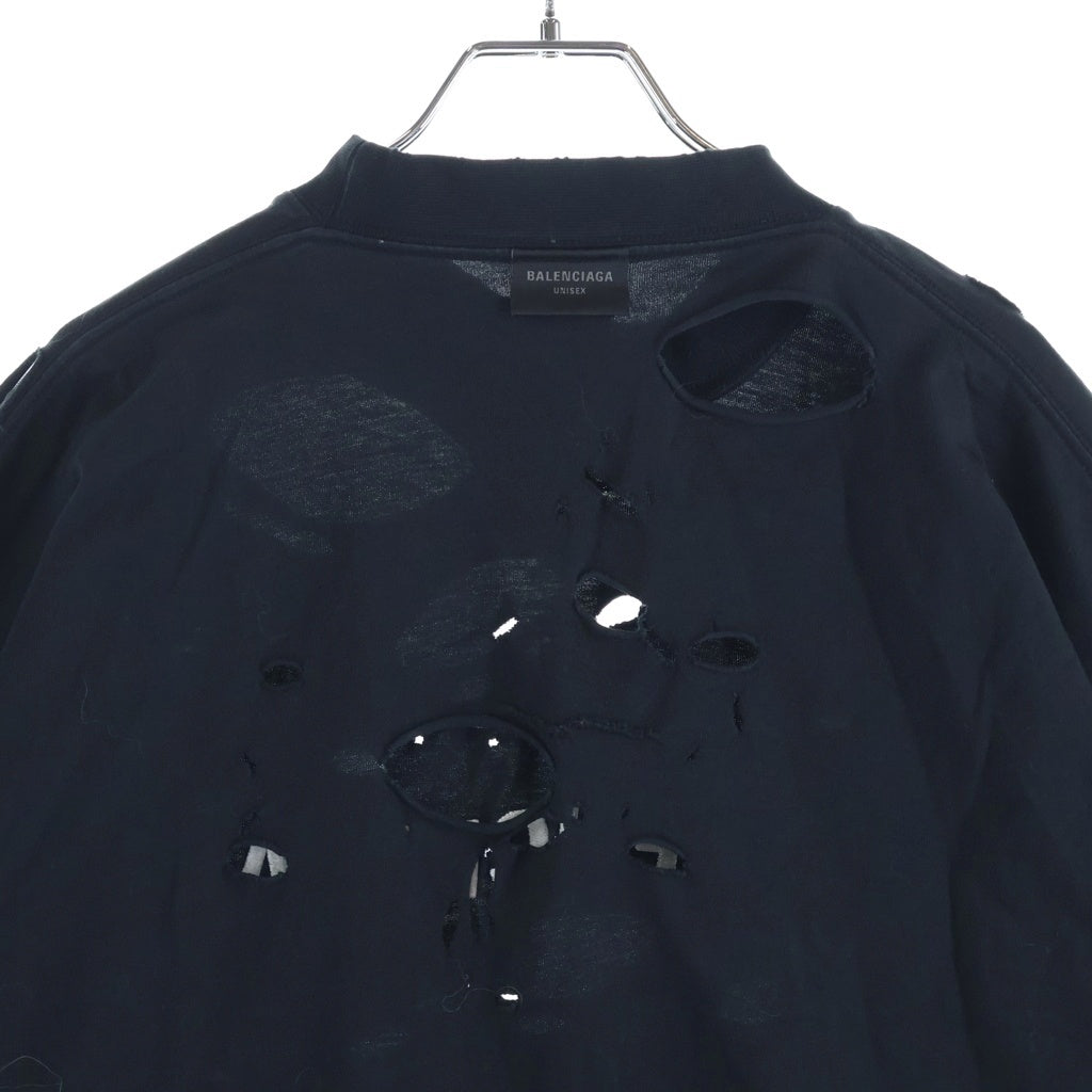 BALENCIAGA(バレンシアガ) Destroy Inside Out T-Shirt デストロイ インサイドアウト オーバーサイズ半袖Tシャツ ブラック 720198 TQVP3