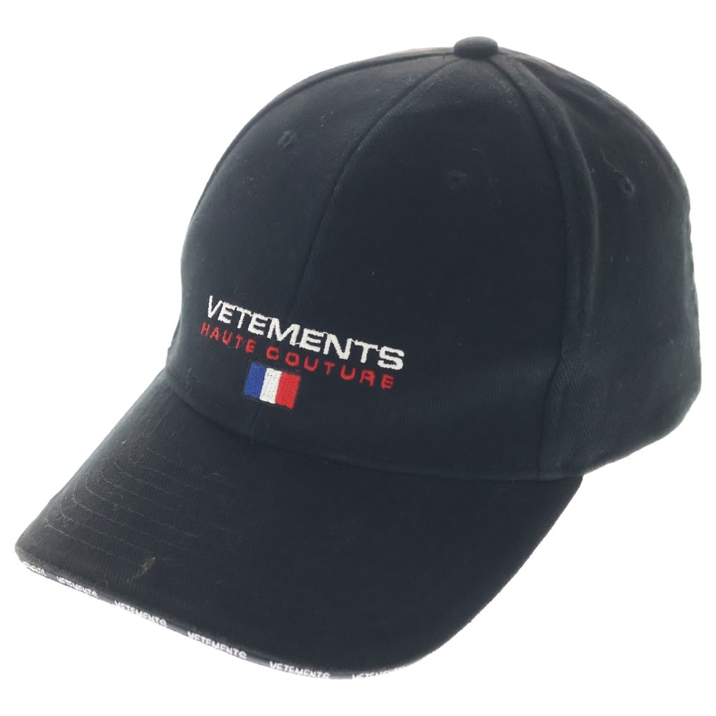 VETEMENTS(ヴェトモン) 18SS Haute Couture Cap エンブロイダリー ロゴ キャップ 帽子 ブラック