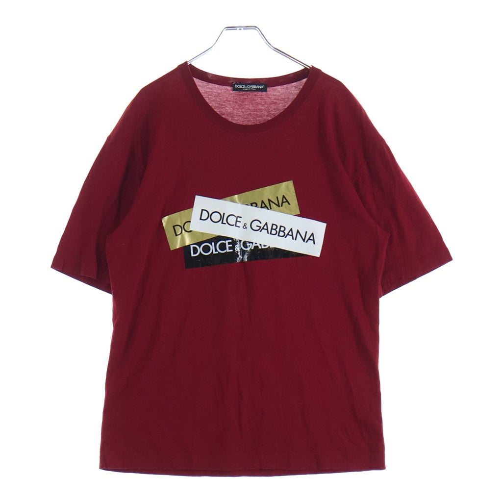 DOLCE & GABBANA(ドルチェアンドガッバーナ) ロゴプリント 半袖カットソー Tシャツ レッド G8HS4T G7RKR