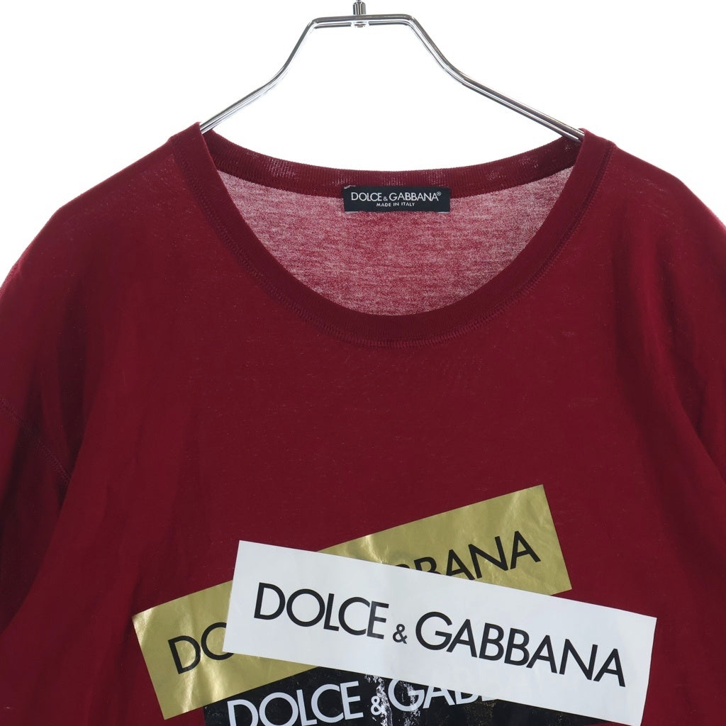 DOLCE & GABBANA(ドルチェアンドガッバーナ) ロゴプリント 半袖カットソー Tシャツ レッド G8HS4T G7RKR