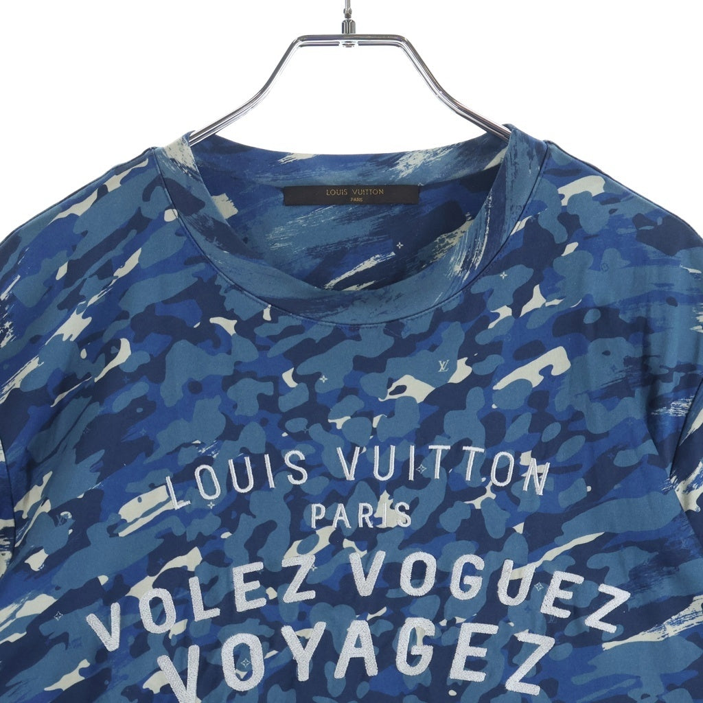 LOUIS VUITTON(ルイヴィトン) 16SS カモフラージュ ロゴ 半袖カットソー Tシャツ ブルー RM161 JOC H9Y74W