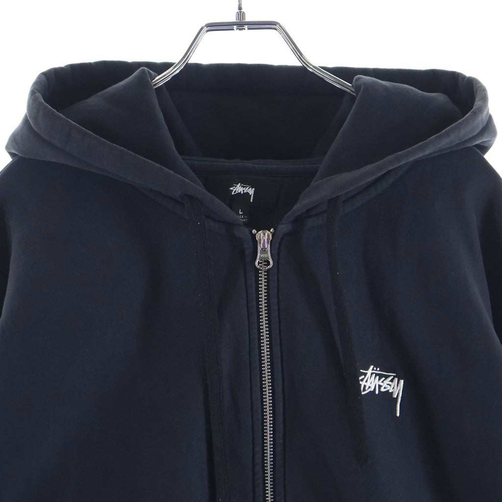 STUSSY(ステューシー) STOCK LOGO ZIP HOODIE ストックロゴ ジップアップ スウェット パーカー ブラック 118471