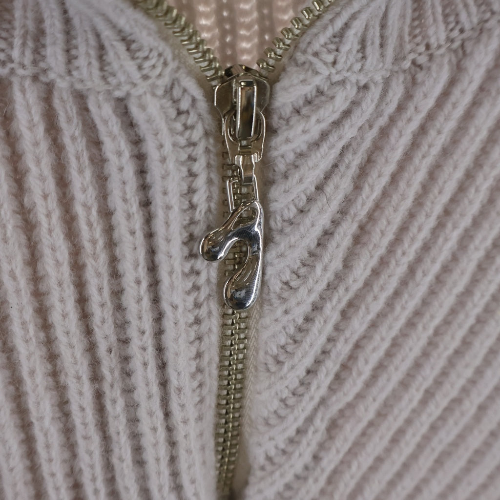 Jieda(ジエダ) WOOL HALF ZIP KNIT ウール ハーフ ジップアップ ニット ライトグレー Jie-24W-KN01