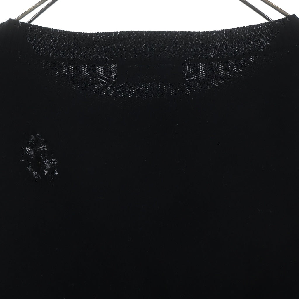 DISCOVERED(ディスカバード) 24AW LAME BONE&HEART KNIT ラメ ボーン アンド ハート ニットセーター ブラック DC-AW24-LEKN-01