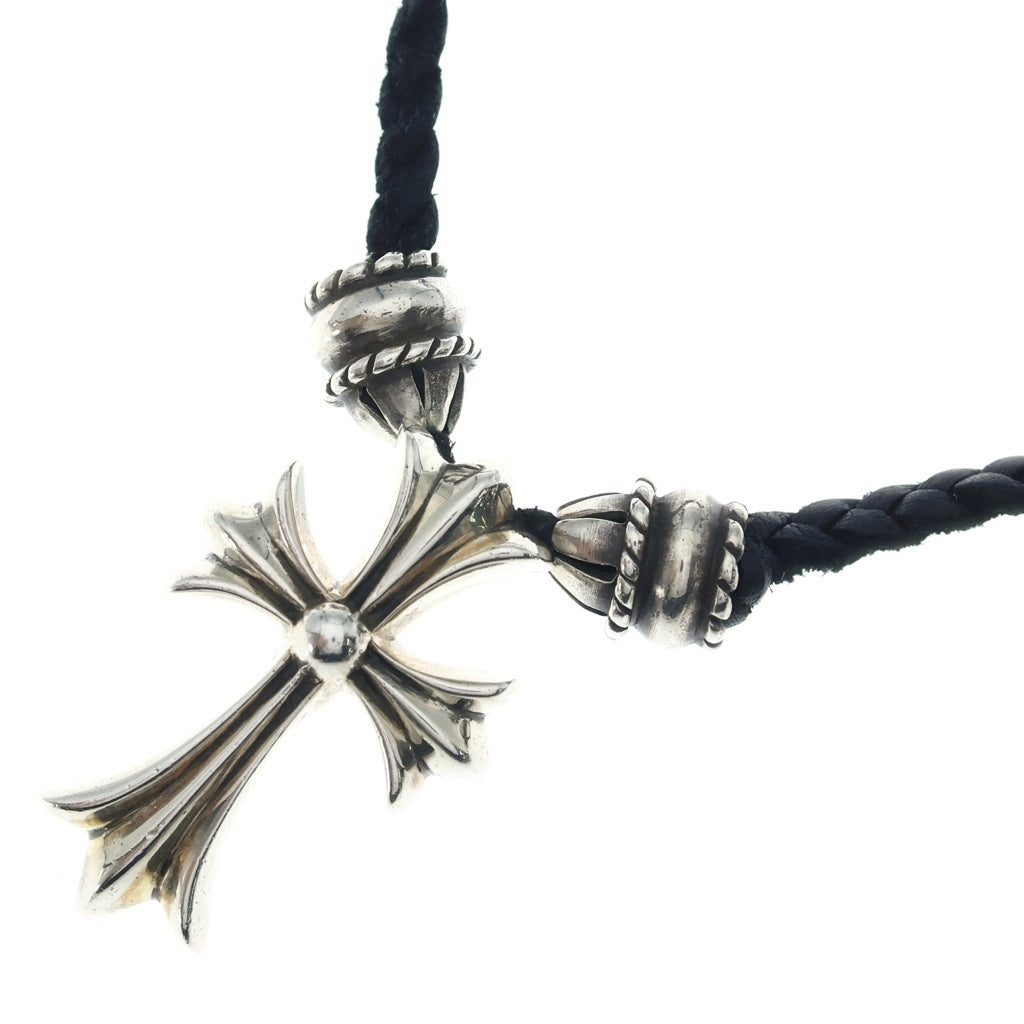 CHROME HEARTS(クロムハーツ) CH CRS SML CL スモールCHクロス クリンプト レザーブレイド ネックレス シルバー/ブラック BCA217