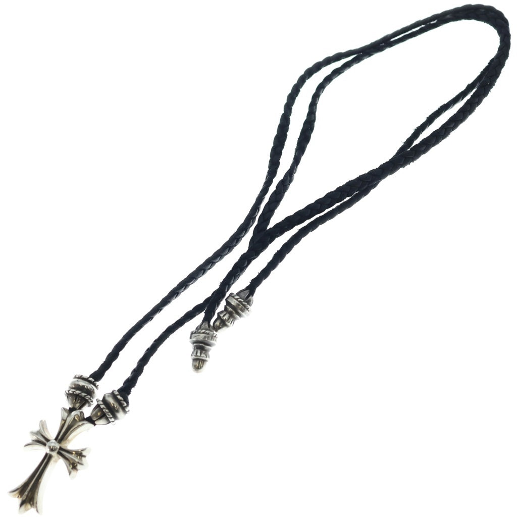 CHROME HEARTS(クロムハーツ) CH CRS SML CL スモールCHクロス クリンプト レザーブレイド ネックレス シルバー/ブラック BCA217