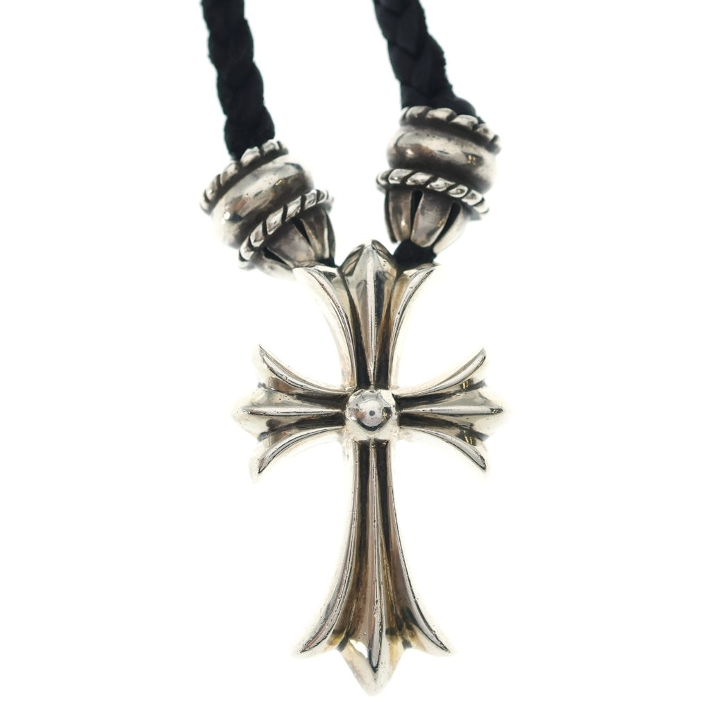 CHROME HEARTS(クロムハーツ) CH CRS SML CL スモールCHクロス クリンプト レザーブレイド ネックレス シルバー/ブラック BCA217