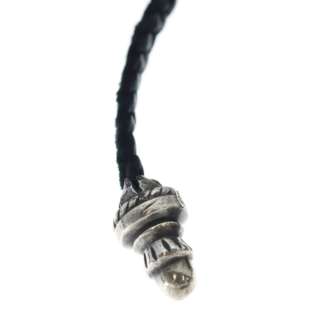 CHROME HEARTS(クロムハーツ) CH CRS SML CL スモールCHクロス クリンプト レザーブレイド ネックレス シルバー/ブラック BCA217