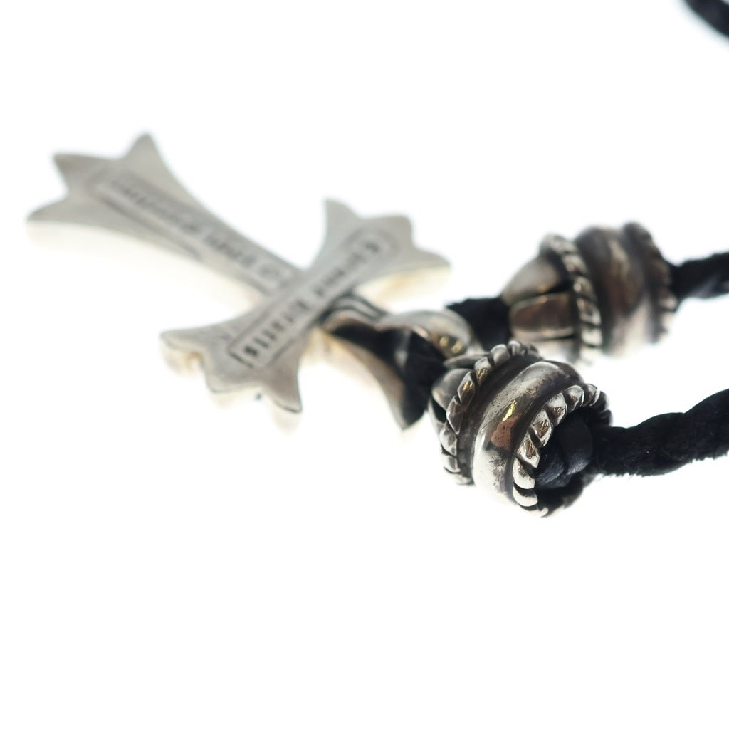 CHROME HEARTS(クロムハーツ) CH CRS SML CL スモールCHクロス クリンプト レザーブレイド ネックレス シルバー/ブラック BCA217