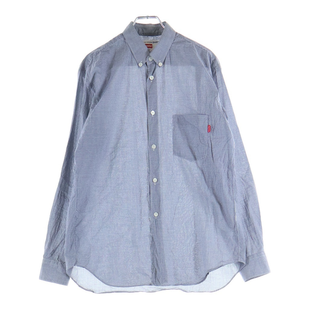 SUPREME(シュプリーム) 13SS×COMME des GARCONS SHIRT Gusset Shirt コムデギャルソン ガゼット ボタンダウン ギンガムチェック 長袖シャツ ホワイト/ブルー S1SS13