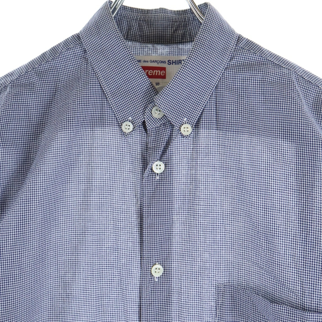 SUPREME(シュプリーム) 13SS×COMME des GARCONS SHIRT Gusset Shirt コムデギャルソン ガゼット ボタンダウン ギンガムチェック 長袖シャツ ホワイト/ブルー S1SS13