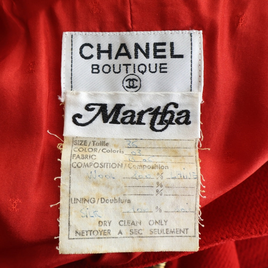 CHANEL(シャネル) 93AW ココボタンラウンドカラーコート レッド レディース