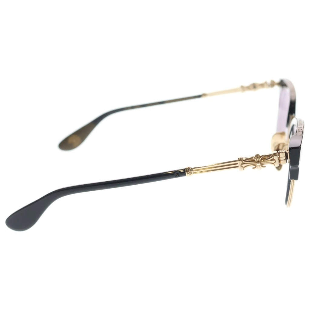 CHROME HEARTS(クロムハーツ) BONENNOISSEUR II テンプルCHクロス ハーフリム アイウェア 眼鏡 メガネ 度入り ブラック/ゴールド レディース
