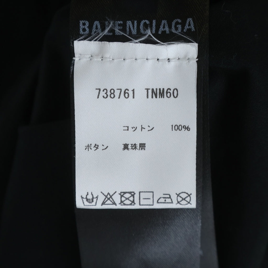 BALENCIAGA(バレンシアガ) 22SS ボタンダウン バッグ ロゴプリント 半袖 シャツ ブラック 738761 TNM60